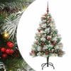 vidaXL Sztuczna choinka Zielono-biały 150 cm PVC, Metal i Plastik