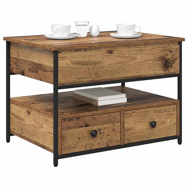 vidaXL Stolik kawowy z szufladą Stare drewno 70 x 50 x 54.5 cm