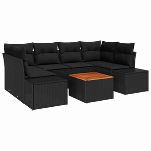 vidaXL Zestaw Sof na Ogr&oacute;d z poduszką 7 pcs Czarny polirattan