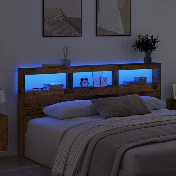 vidaXL Zagł&oacute;wek Stare drewno 200 x 17 x 102 cm Materiał drewnopochodny