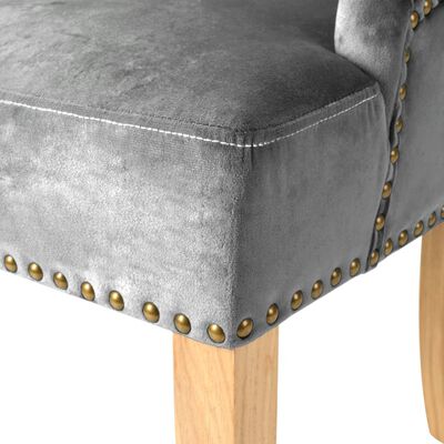 vidaXL Krzesła stołowe, 2 szt., srebrne, drewno dębowe i aksamit