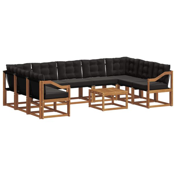 vidaXL Zestaw sof na zewnątrz z poduszką 10 pcs Naturalny i czarny