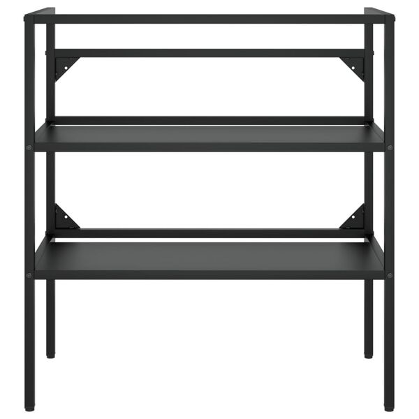 vidaXL Umywalka łazienkowa z ramą, czarna, żelazna