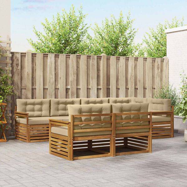 vidaXL Zestaw sof na zewnątrz z poduszką 7 pcs Naturalny i Beżowy