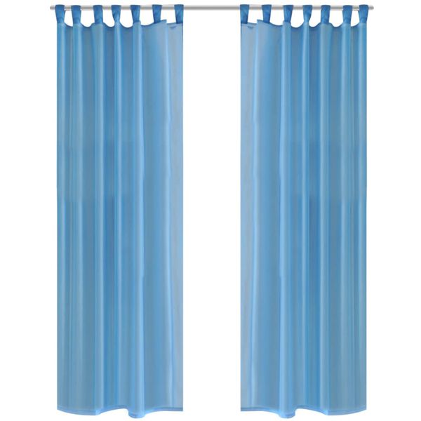 Zasłona na szelkach, prześwitująca, turkusowa, 140 x 175 cm, 2 sztuki