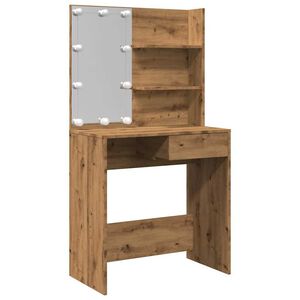 vidaXL Toaletka z oświetleniem LED, dąb artisan, 74,5x40x141 cm