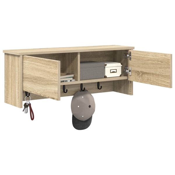 vidaXL Wieszak na płaszcze montowany na ścianie z p&oacute;łką Dąb Sonoma