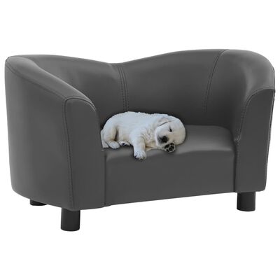vidaXL Sofa dla psa, szara, 67x41x39 cm, sztuczna skóra