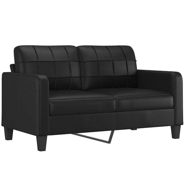 vidaXL 2-osobowa sofa, czarna, 140 cm, sztuczna sk&oacute;ra