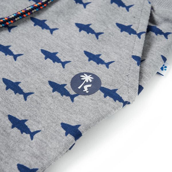 Szorty dziecięce ze sznurkiem ściągającym, jasnoszary melanż, 140