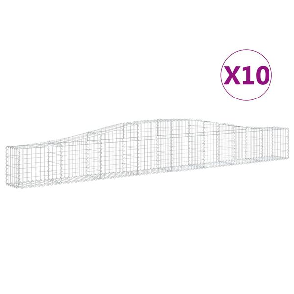 vidaXL Kosze gabionowe, 10 szt, 400x30x40/60 cm, galwanizowane żelazo