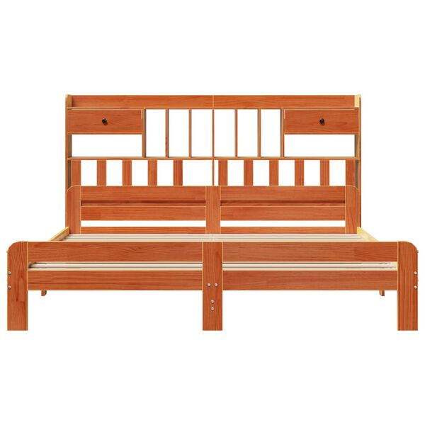 vidaXL Łóżko z regałem, bez materaca, 140x200 cm, lite drewno sosnowe