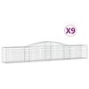 vidaXL Kosze gabionowe, 9 szt, 400x50x60/80 cm, galwanizowane żelazo