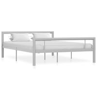vidaXL Rama łóżka, szaro-biała, metalowa, 140x200 cm