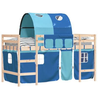 vidaXL Dziecięce łóżko na antresoli, z tunelem, niebieskie, 80x200 cm