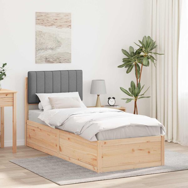 vidaXL Ramka ł&oacute;żka z tapicerowanym wezgłowiem Jasnoszary 75 x 190 cm