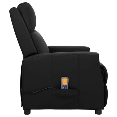 vidaXL Fotel masujący podnoszony, rozkładany, czarny, sztuczna skóra
