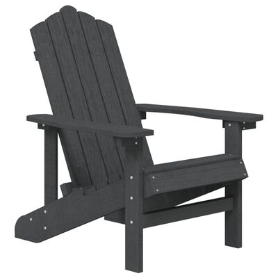 vidaXL Krzesła ogrodowe Adirondack ze stolikiem, HDPE, antracytowe
