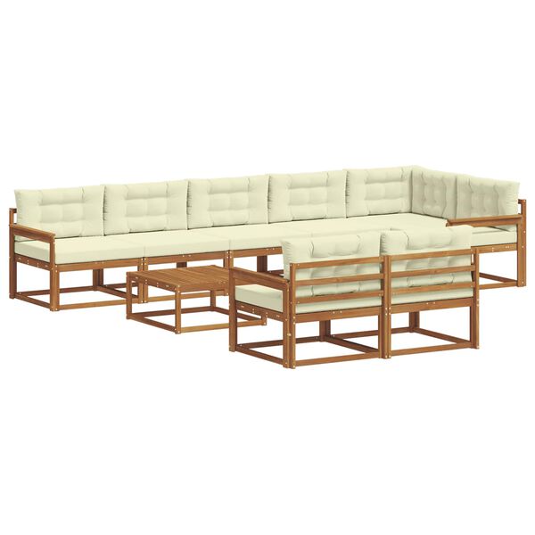 vidaXL Zestaw sof na zewnątrz z poduszką 9 pcs Naturalny i Kremowy