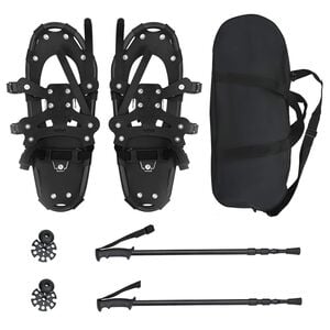 vidaXL Rakiety śnieżne 3 w 1 z kijami trekkingowymi Czarny 53 x 21 cm