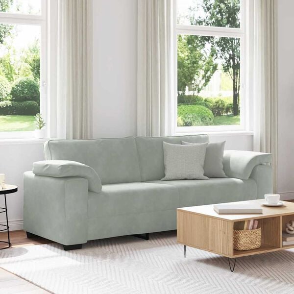 vidaXL Sofa 3-osobowa, jasnoszara, 220x77x82 cm, tapicerowana aksamitem