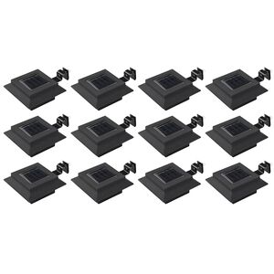 vidaXL Lampy solarne LED do ogrodu, 12 szt., kwadratowe, 12 cm, czarne