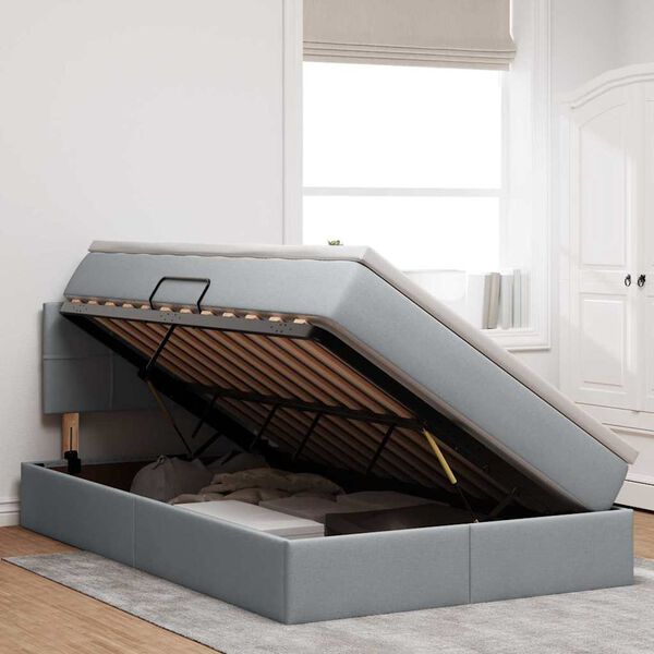 vidaXL Ł&oacute;żko z miejscem na przechowywanie i materacem Jasnoszary