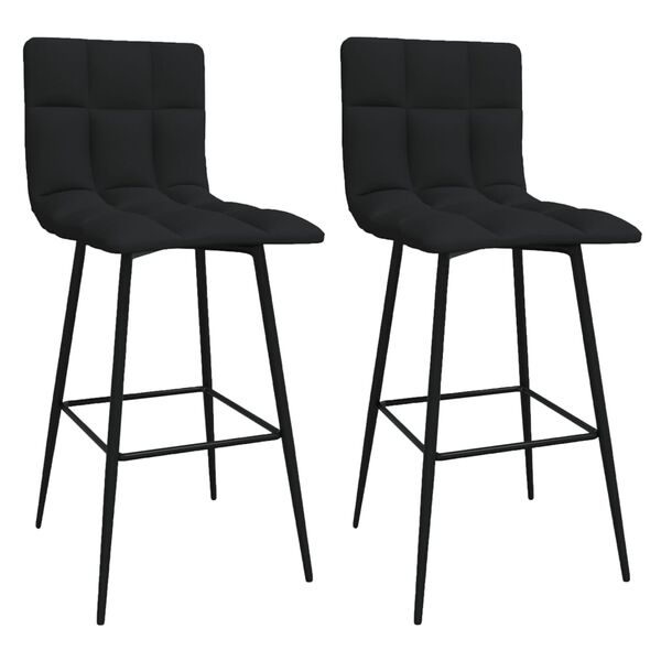 vidaXL Stołki barowe, 2 szt., czarne, obite aksamitem