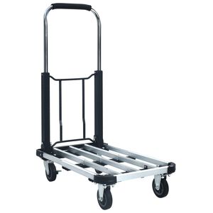 vidaXL Składany w&oacute;zek transportowy, 150 kg, aluminiowy, srebrny