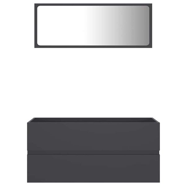 vidaXL 2-częściowy zestaw mebli łazienkowych, szary, płyta wi&oacute;rowa