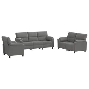 vidaXL Zestaw Sof 3 pcs ciemnoszary Welur