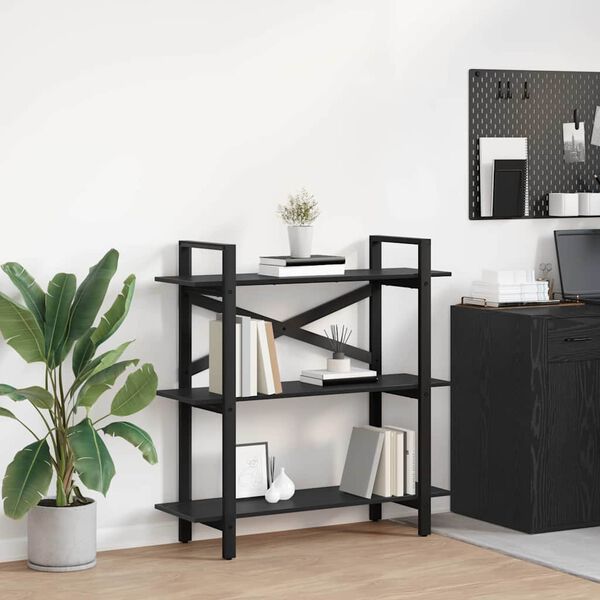 vidaXL P&oacute;łka na książki Czarny Dąb 100 x 33,5 x 102 cm