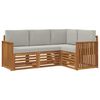 vidaXL Zestawy sof 4 pcs Naturalny i Jasny Szary Lite Drewno Akacji