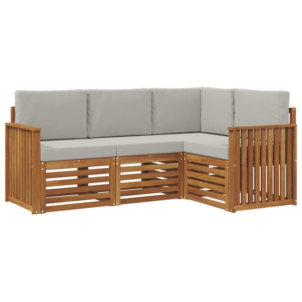 vidaXL Zestawy sof 4 pcs Naturalny i Jasny Szary Lite Drewno Akacji