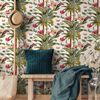 DUTCH WALLCOVERINGS Tapeta we wz&oacute;r palm tropikalnych, zielono-r&oacute;żowa