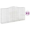 vidaXL Kosze gabionowe, 3 szt, 400x50x200/220 cm, galwanizowane żelazo
