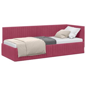 vidaXL Rama ł&oacute;żka narożnego Czerwone wino 80 cm x 200 cm Aksamit