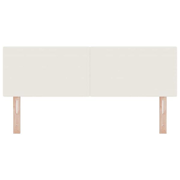 vidaXL Zagł&oacute;wek Z zagł&oacute;wkiem Kremowy 160 cm Sk&oacute;ra ekologiczna