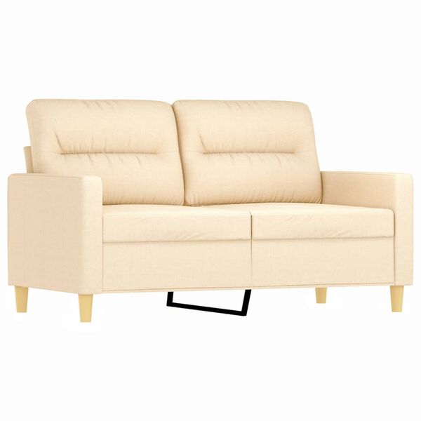 vidaXL 2-osobowa sofa z poduszkami, kremowa, 120 cm, tkanina