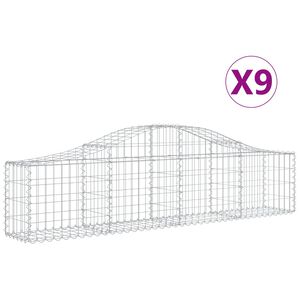vidaXL Kosze gabionowe, 9 szt, 200x30x40/60 cm, galwanizowane żelazo