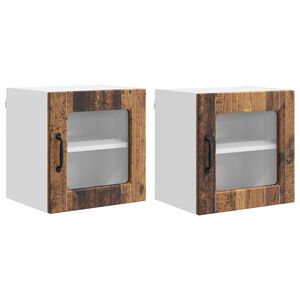 vidaXL Szafka szklana na ścianę 2 pcs Stare drewno 40 x 31 x 40 cm