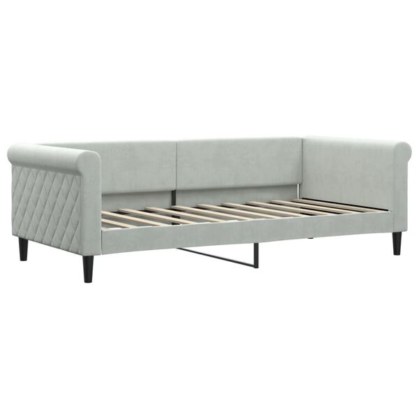 vidaXL Sofa z materacem do spania, jasnoszara, 90x190 cm, aksamit