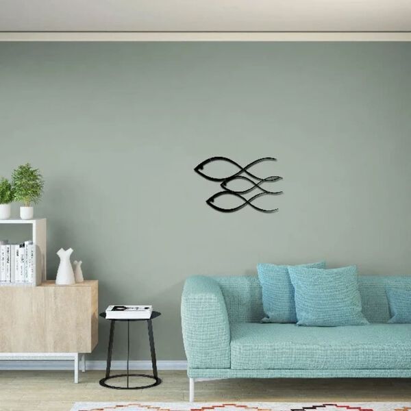 Homemania Dekoracja ścienna Fish, 50x30 cm, stalowa, czarna