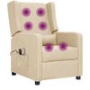 vidaXL Elektryczny fotel masujący, kremowy, tkanina