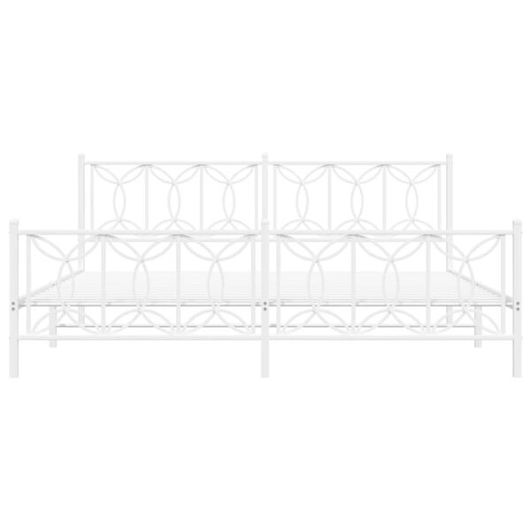 vidaXL Metalowa rama łóżka z wezgłowiem i zanóżkiem, biała, 193x203 cm