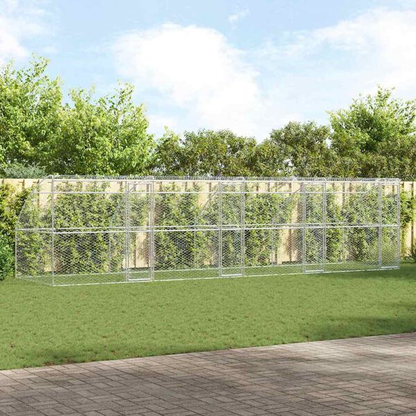 vidaXL Kenel dla Ps&oacute;w 4 pcs Srebrny 8 x 2 x 2 m Stal galwanizowana