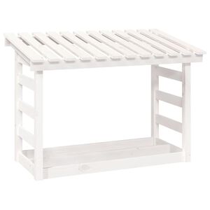 vidaXL Stojak na drewno opałowe, biały, 108x64,5x78 cm, drewno sosnowe