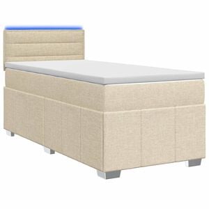 vidaXL Ł&oacute;żko kontynentalne z materacem kremowy 80 x 200 cm tkanina
