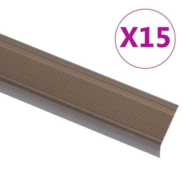 vidaXL Listwy schodowe w kształcie litery L 15 szt. Aluminium 100 cm