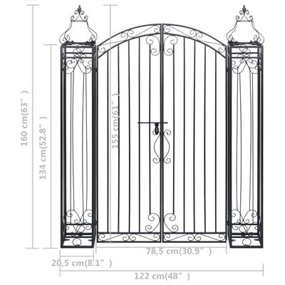 vidaXL Ozdobna brama ogrodowa z kutego żelaza, 122 x 20,5 x 160 cm